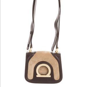 Tan suede Salvatore Ferragamo crossbody bag